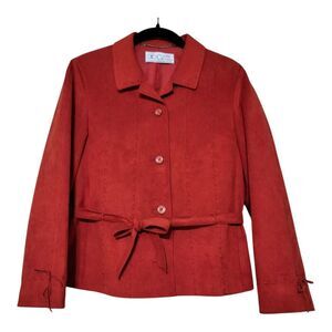 Vintage CYRIL Creation Suisse- Germany Made Faux Suede Blazer- Western- Red